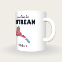 Personalised Eritrea Map Mug, Proud To Be Eritrean, three-quarter view