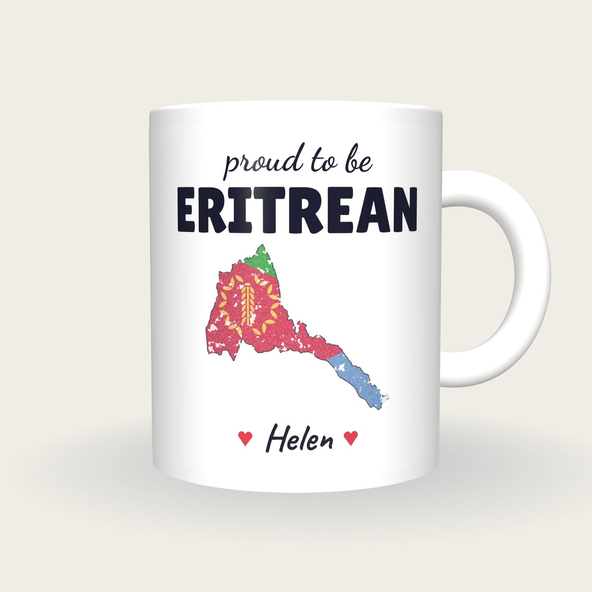 Personalised Eritrea Map Mug, Proud To Be Eritrean, front