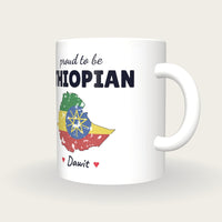Personalised Ethiopia Map Mug, Proud To Be Ethiopian, three-quarter view