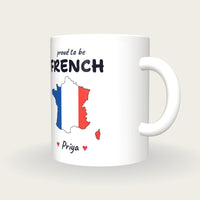 Personalised France Map Mug, Proud To Be French, three-quarter view