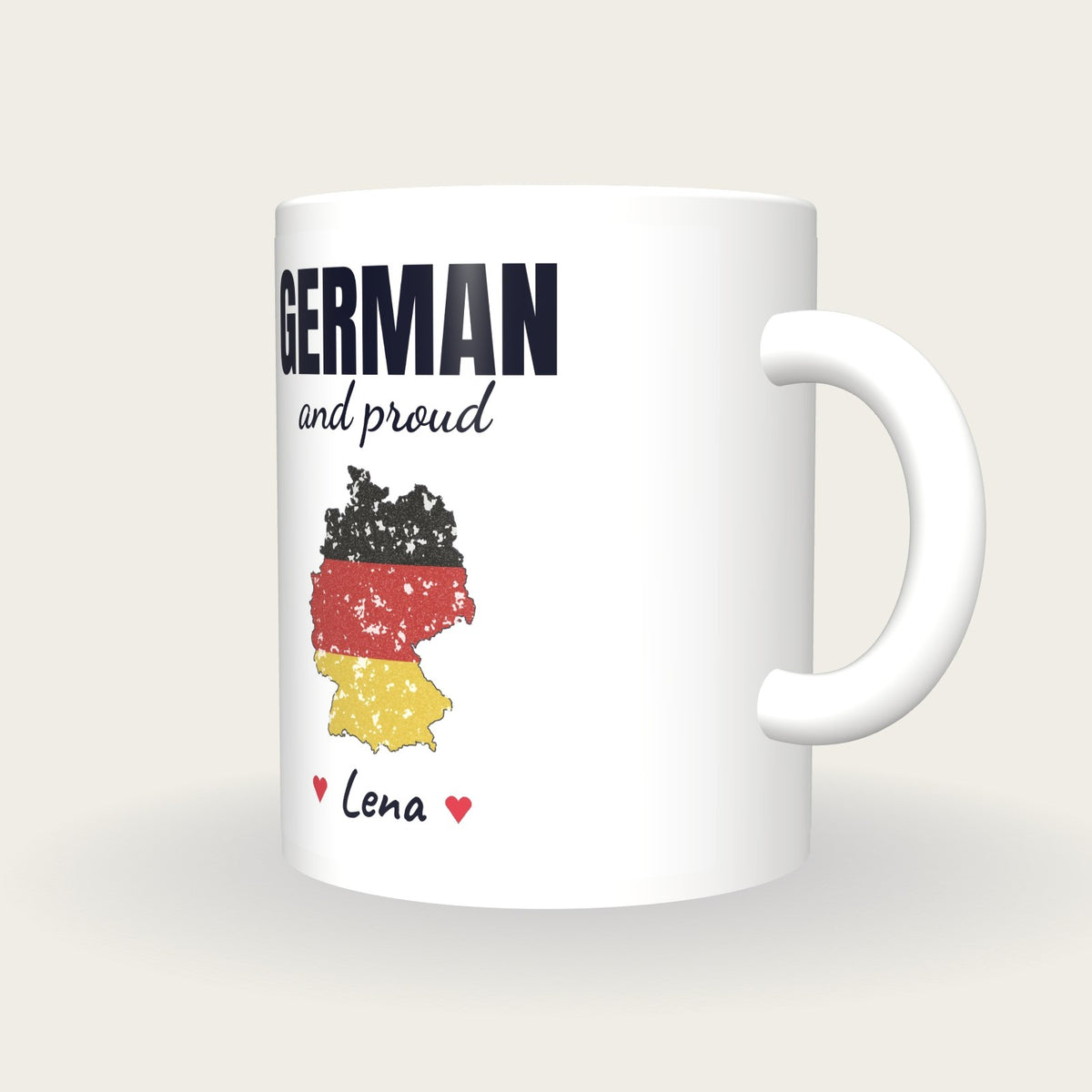 Personalised Germany Map Mug, German And Proud, three-quarter view