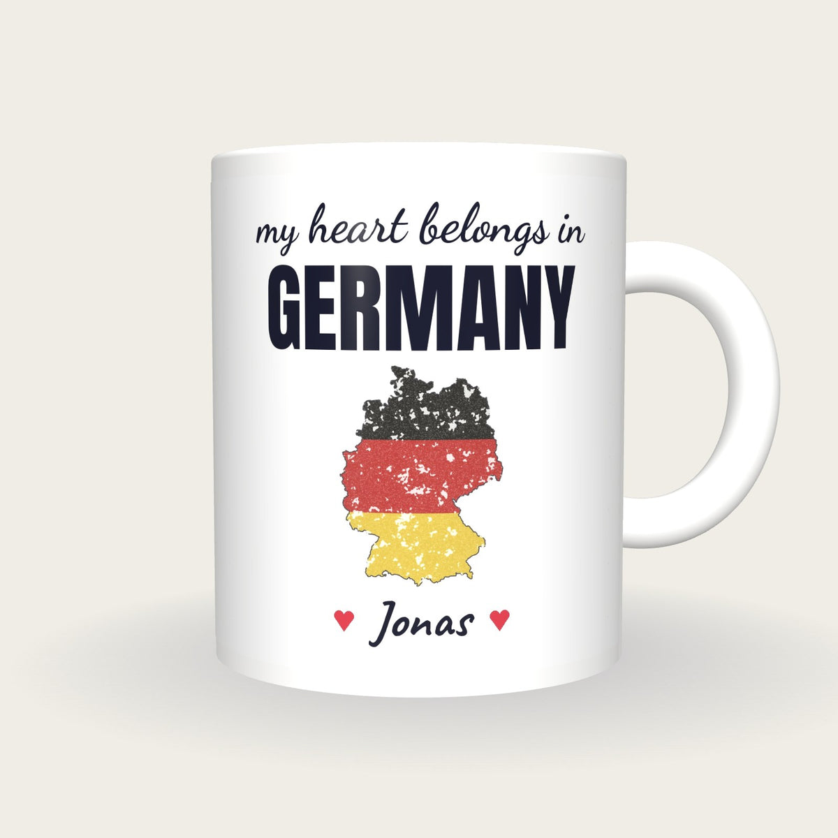 Personalised Germany Map Mug, My Heart Belongs In Germany, front