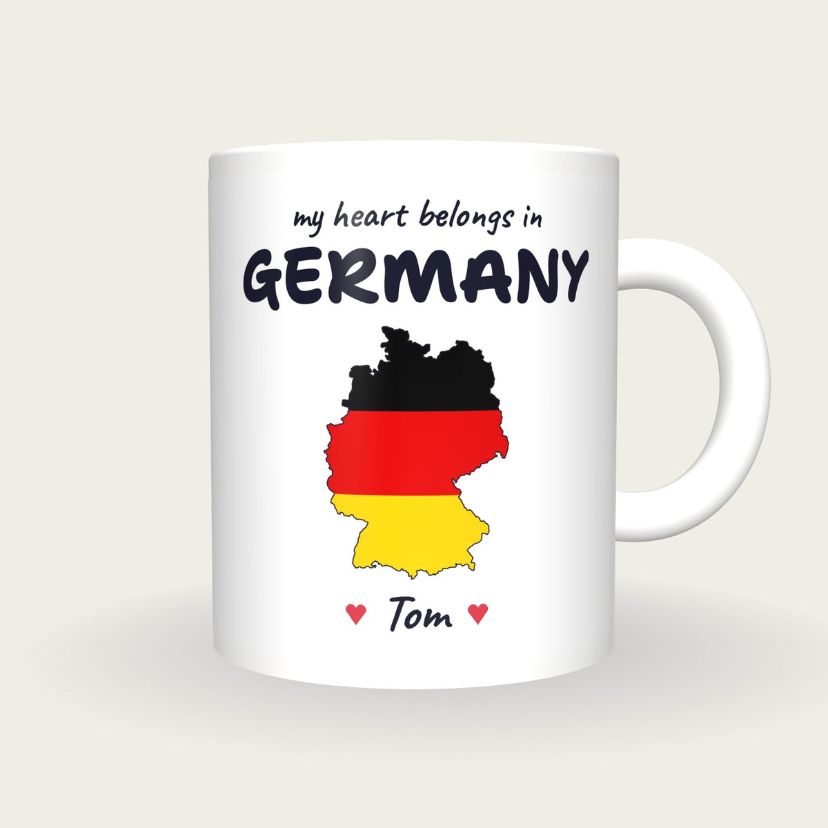 Personalised Germany Map Mug, My Heart Belongs In Germany, front