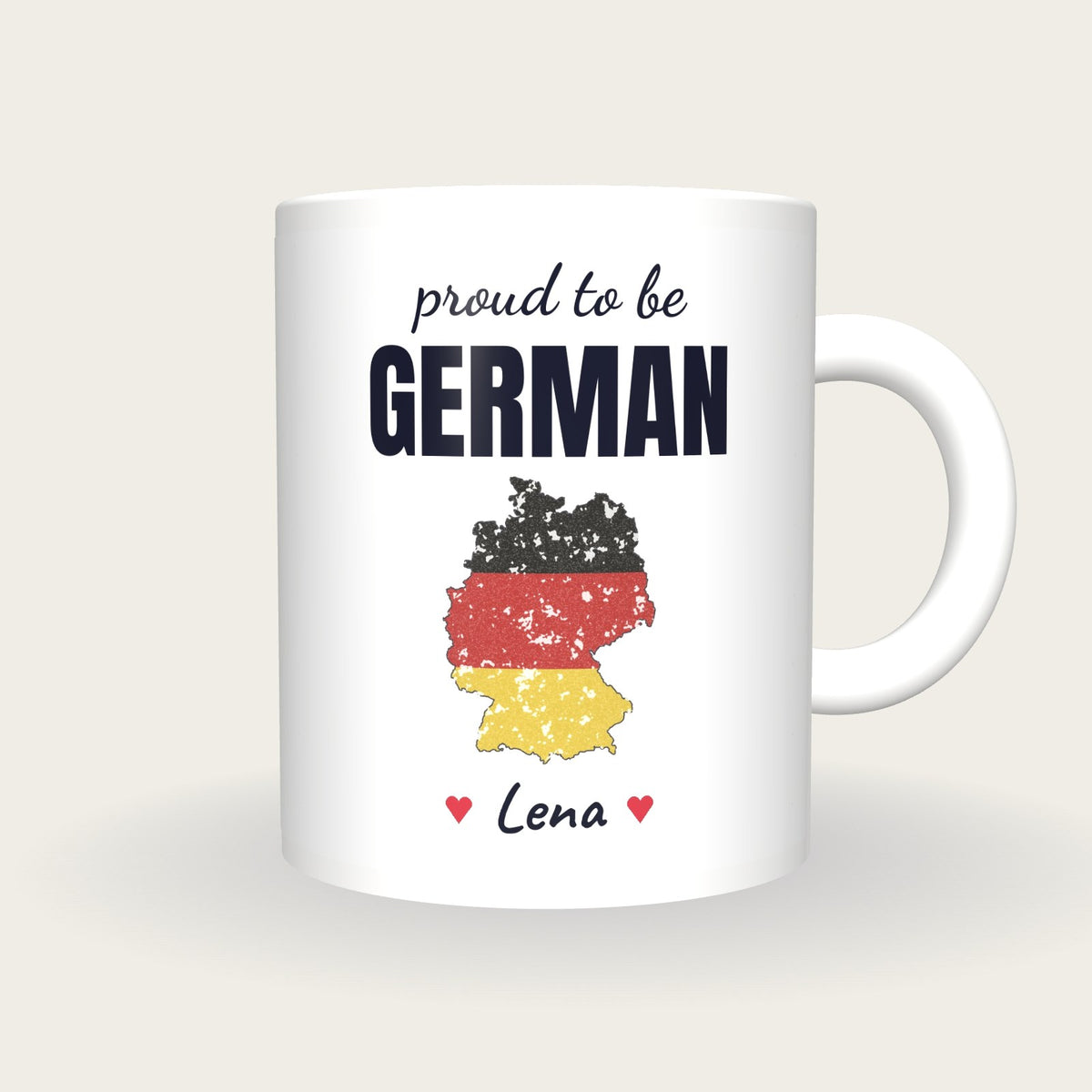 Personalised Germany Map Mug, Proud To Be German, front
