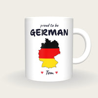 Personalised Germany Map Mug, Proud To Be German, front