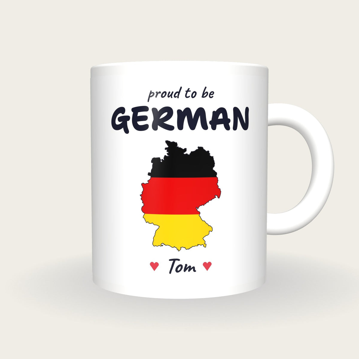 Personalised Germany Map Mug, Proud To Be German, front