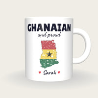 Personalised Ghana Map Mug, Ghanaian And Proud, front