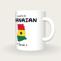 Personalised Ghana Map Mug, Proud To Be Ghanaian, three-quarter view