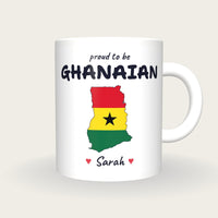 Personalised Ghana Map Mug, Proud To Be Ghanaian, front