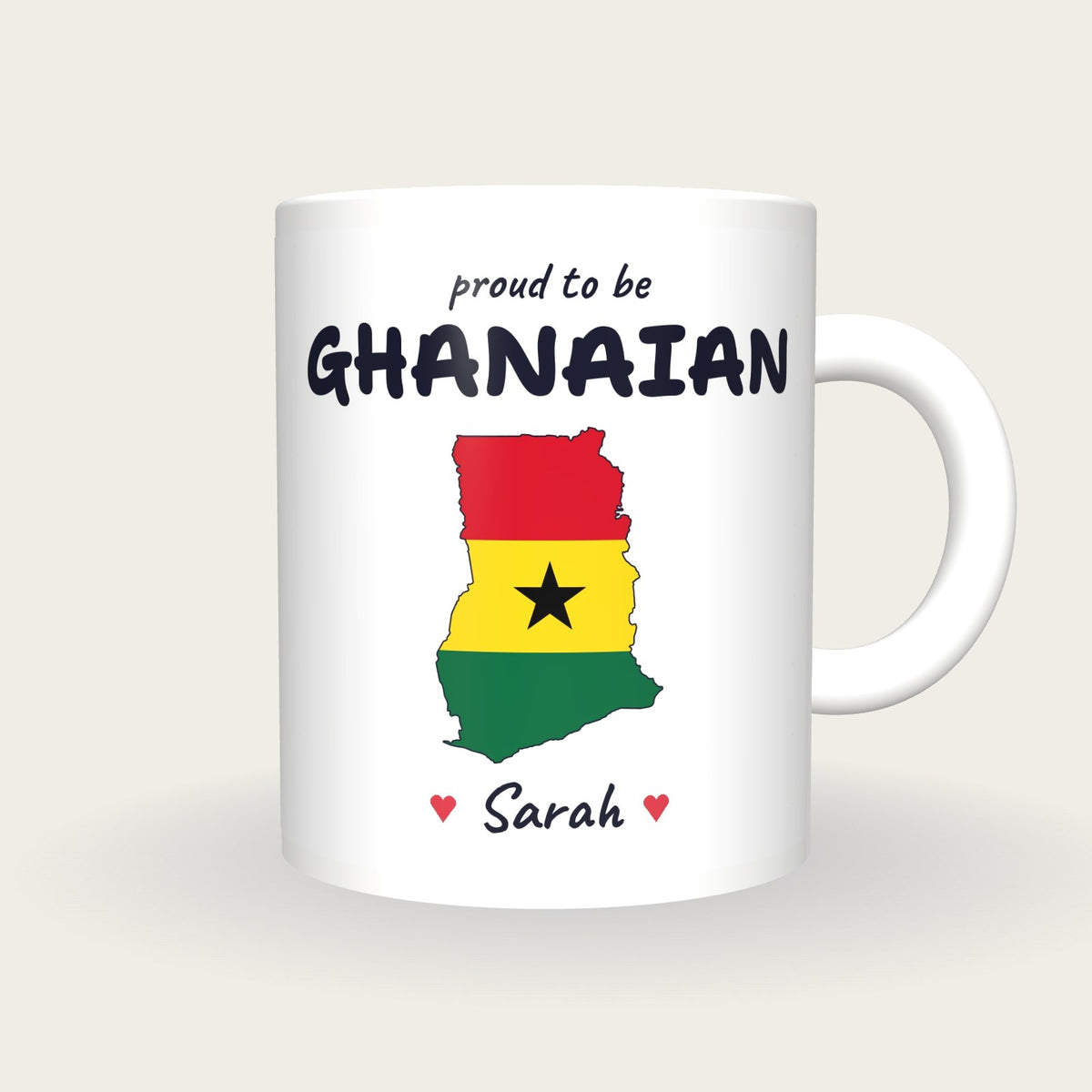 Personalised Ghana Map Mug, Proud To Be Ghanaian, front