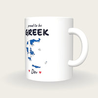 Personalised Greece Map Mug, Proud To Be Greek, three-quarter view