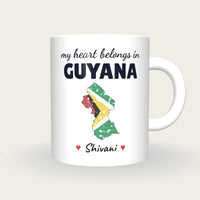 Personalised Guyana Map Mug, My Heart Belongs In Guyana, front