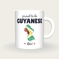 Personalised Guyana Map Mug, Proud To Be Guyanese, front