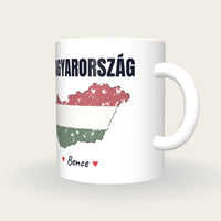 Personalised Hungary Map Mug, Magyarország, three-quarter view