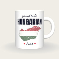 Personalised Hungary Map Mug, Proud To Be Hungarian, front