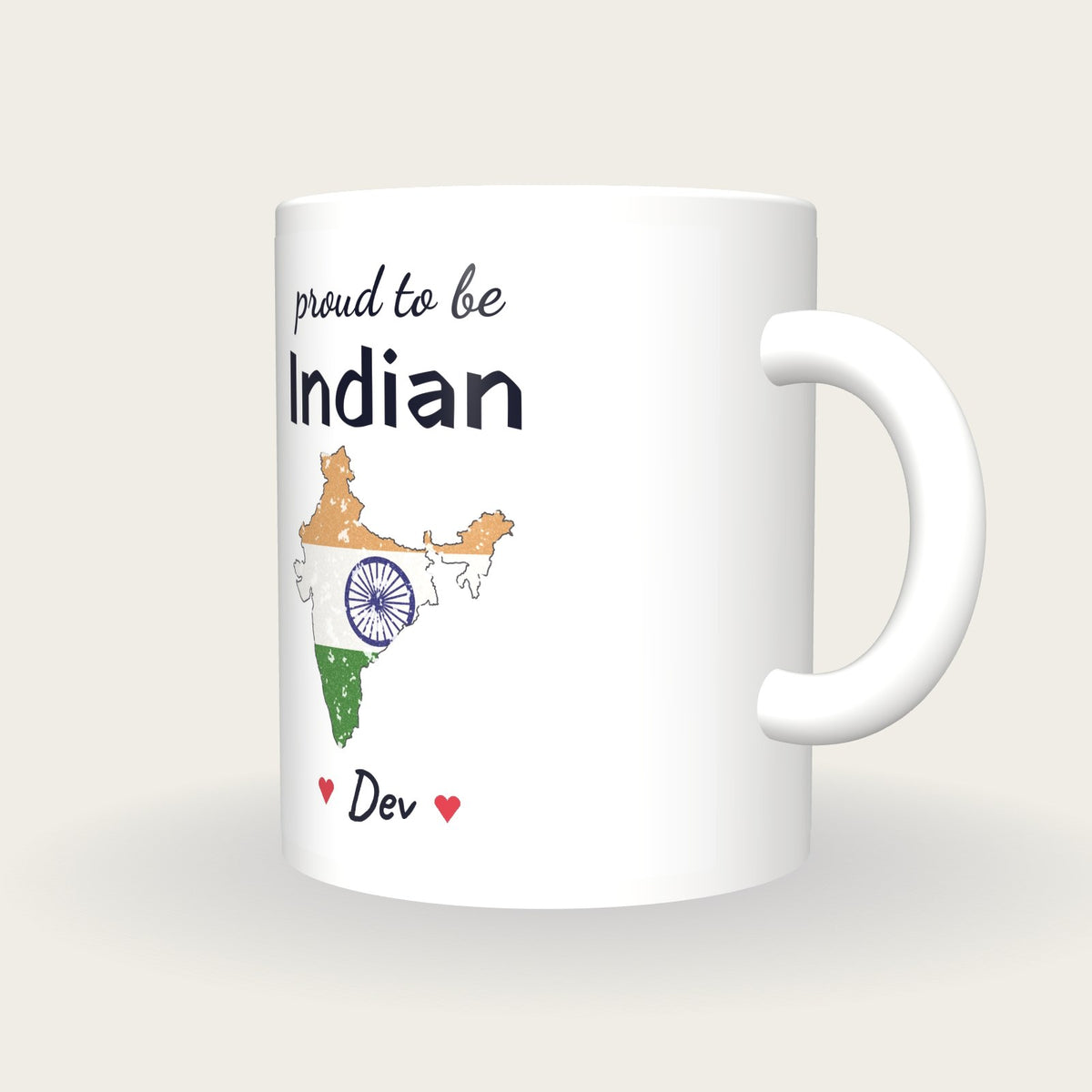 Personalised India Map Mug, Proud To Be Indian, three-quarter view