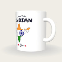 Personalised India Map Mug, Proud To Be Indian, three-quarter view