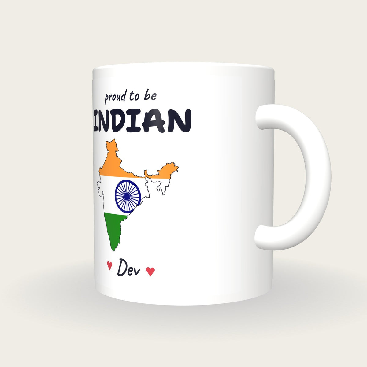 Personalised India Map Mug, Proud To Be Indian, three-quarter view