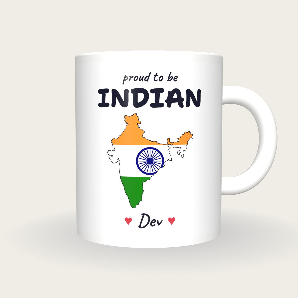 Personalised India Map Mug, Proud To Be Indian, front