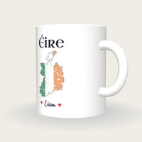 Personalised Ireland Map Mug, Éire, three-quarter view