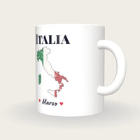 Personalised Italy Map Mug, Italia, three-quarter view