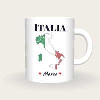 Personalised Italy Map Mug, Italia, front