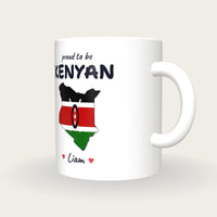 Personalised Kenya Map Mug, Proud To Be Kenyan, three-quarter view
