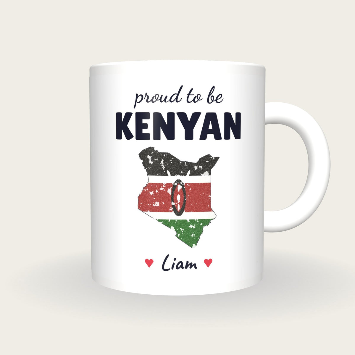Personalised Kenya Map Mug, Proud To Be Kenyan, front