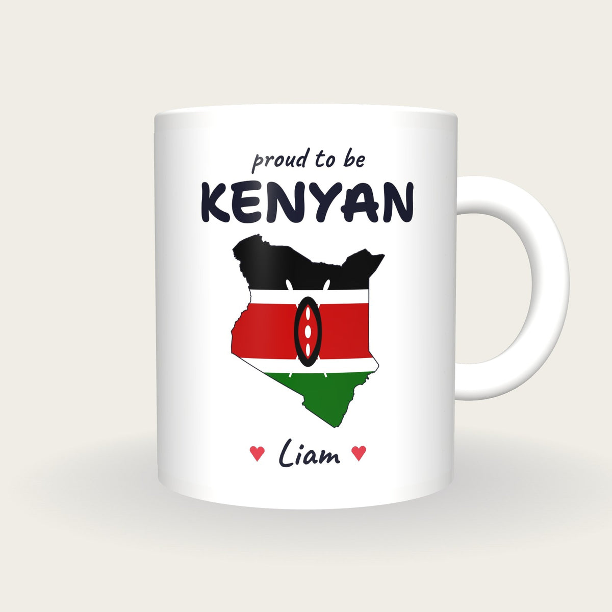 Personalised Kenya Map Mug, Proud To Be Kenyan, front
