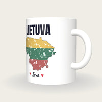 Personalised Lithuania Map Mug, Lietuva, three-quarter view