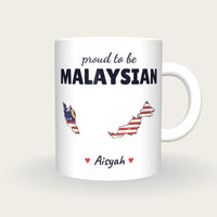 Personalised Malaysia Map Mug, Proud To Be Malaysian, front