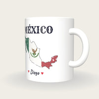 Personalised Mexico Map Mug, México, three-quarter view