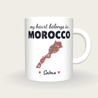 Personalised Morocco Map Mug, My Heart Belongs In Morocco, front