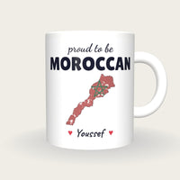 Personalised Morocco Map Mug, Proud To Be Moroccan, front