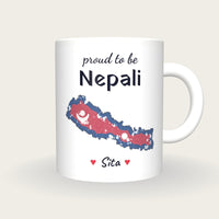 Personalised Nepal Map Mug, Proud To Be Nepali, front