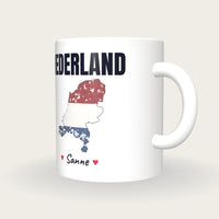 Personalised Netherlands Map Mug, Nederland, three-quarter view