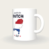 Personalised Netherlands Map Mug, Proud To Be Dutch, three-quarter view