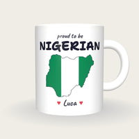 Personalised Nigeria Map Mug, Proud To Be Nigerian, front