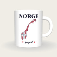 Personalised Norway Map Mug, Norge, front