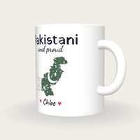 Personalised Pakistan Map Mug, Pakistani And Proud, three-quarter view