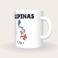 Personalised Philippines Map Mug, Pilipinas, three-quarter view