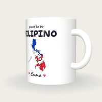 Personalised Philippines Map Mug, Proud To Be Filipino, three-quarter view