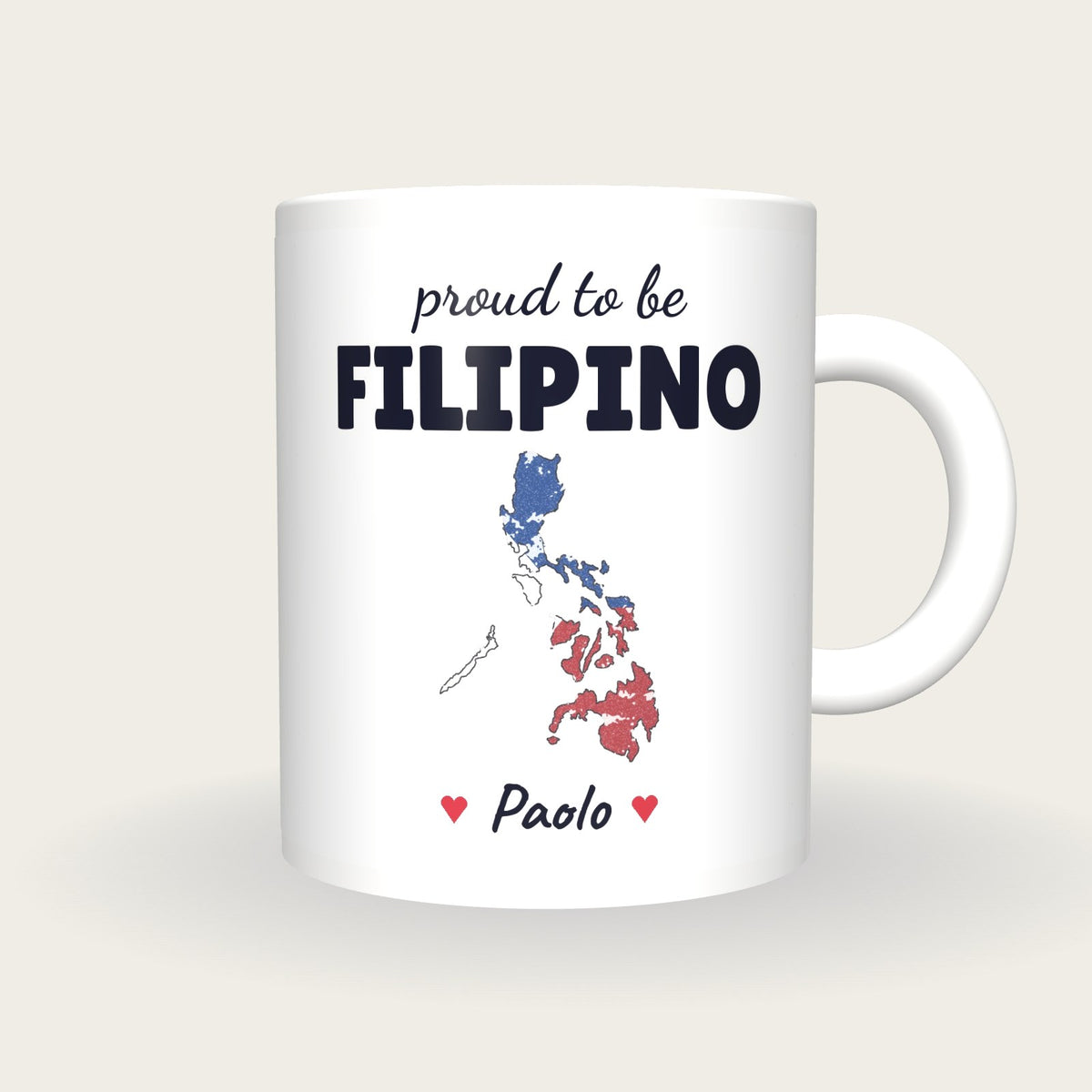 Personalised Philippines Map Mug, Proud To Be Filipino, front
