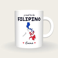 Personalised Philippines Map Mug, Proud To Be Filipino, front