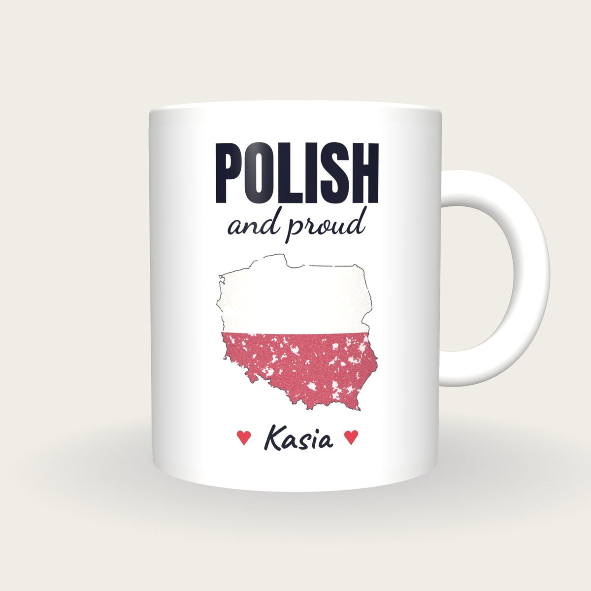 Personalised Poland Map Mug, Polish And Proud, front