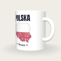 Personalised Poland Map Mug, Polska, three-quarter view