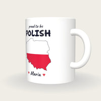 Personalised Poland Map Mug, Proud To Be Polish, three-quarter view