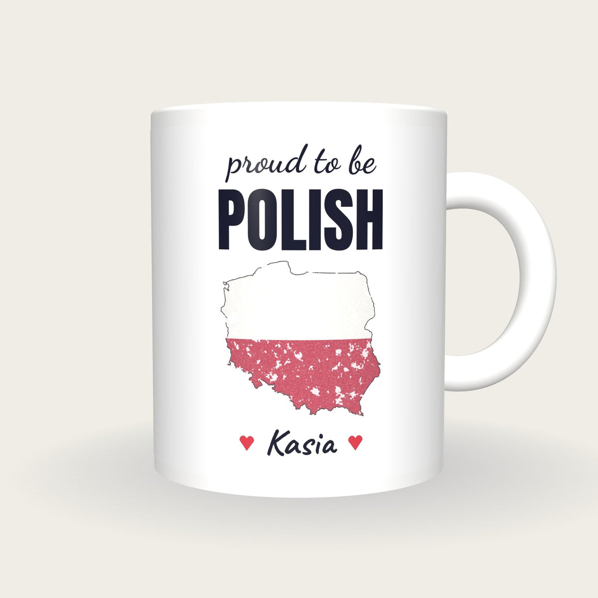Personalised Poland Map Mug, Proud To Be Polish, front