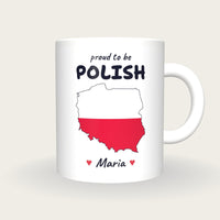 Personalised Poland Map Mug, Proud To Be Polish, front