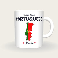 Personalised Portugal Map Mug, Proud To Be Portuguese, front